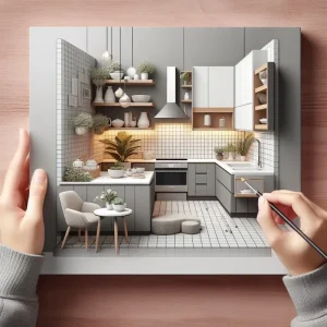a image of designing a modular kitchen by designer