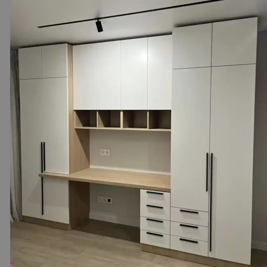 a image of wardrobe and study table