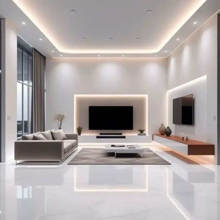 White marble flooring LED lighting
